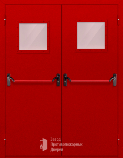 Фото двери «Двупольная со стеклопакетом и антипаникой (красная)» в Домодедову