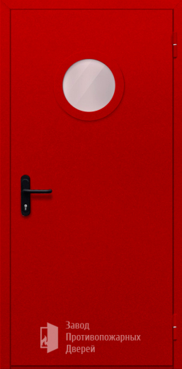 Фото двери «Однопольная с круглым стеклом (красная)» в Домодедову