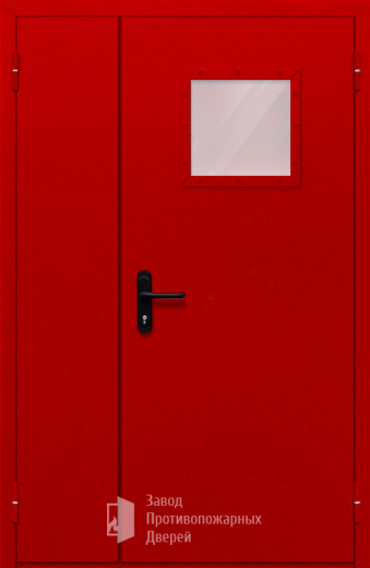 Фото двери «Полуторная со стеклопакетом (красная)» в Домодедову