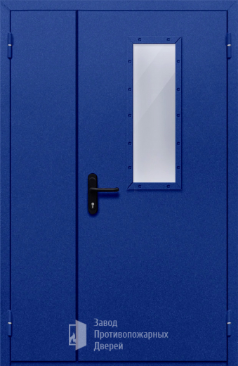 Фото двери «Полуторная со стеклом (синяя)» в Домодедову
