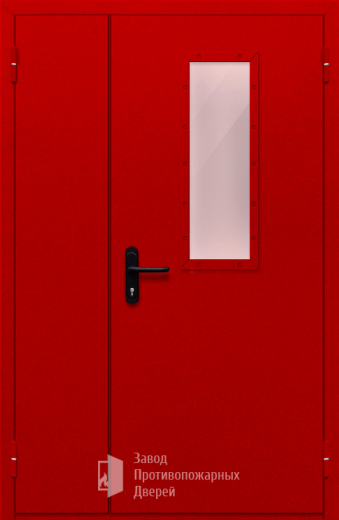 Фото двери «Полуторная со стеклом (красная)» в Домодедову