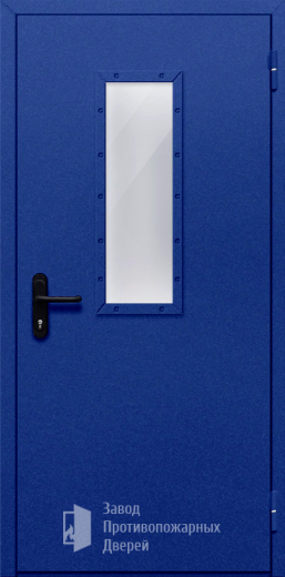 Фото двери «Однопольная со стеклом (синяя)» в Домодедову