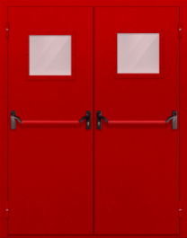Фото двери «Двупольная со стеклопакетом и антипаникой (красная)» в Домодедову