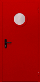 Фото двери «Однопольная с круглым стеклом (красная)» в Домодедову