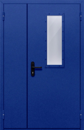 Фото двери «Полуторная со стеклом (синяя)» в Домодедову
