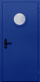 Фото двери «Однопольная с круглым стеклом (синяя)» в Домодедову