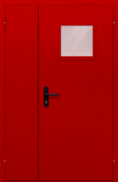Фото двери «Полуторная со стеклопакетом (красная)» в Домодедову