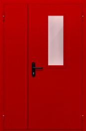 Фото двери «Полуторная со стеклом (красная)» в Домодедову