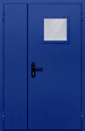 Фото двери «Полуторная со стеклопакетом (синяя)» в Домодедову